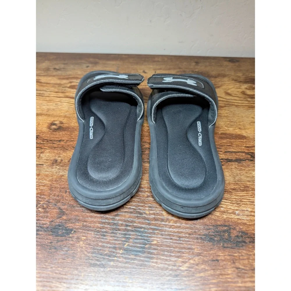 Under Armour Ignite VI Slides Black Silver 4D Foam Sandals 1287320-001 Youth 3Y
